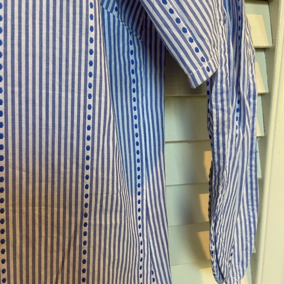 TALBOTS petite blouse. NWT. Blue striped. Tie sleeves. - Picture 3 of 3